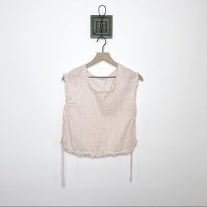 Madewell striped ruffle sleeve crop tank top